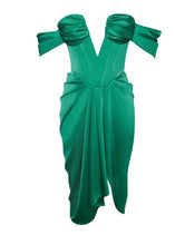 Load image into Gallery viewer, Draya Green Off Shoulder Corset Dress
