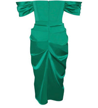 Load image into Gallery viewer, Draya Green Off Shoulder Corset Dress