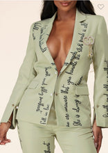 Load image into Gallery viewer, Shaunie Sage Blazer and Pants Set