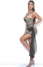 Load image into Gallery viewer, Lena Black Mesh Lace Up Draping Dress