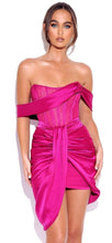Load image into Gallery viewer, Fuchsia Off Your Shoulder Corset Dress