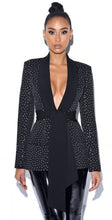 Load image into Gallery viewer, Crystal Embellished Black Blazer Jacket