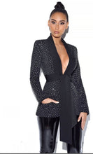 Load image into Gallery viewer, Crystal Embellished Black Blazer Jacket