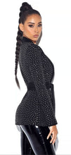 Load image into Gallery viewer, Crystal Embellished Black Blazer Jacket