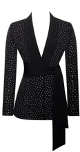 Load image into Gallery viewer, Crystal Embellished Black Blazer Jacket