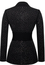 Load image into Gallery viewer, Crystal Embellished Black Blazer Jacket