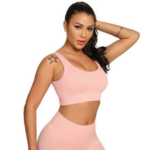 Load image into Gallery viewer, Ribbing Seamless Yoga Sets Fitness Sports Set Tank Crop Top Pants