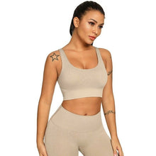 Load image into Gallery viewer, Ribbing Seamless Yoga Sets Fitness Sports Set Tank Crop Top Pants