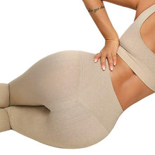 Load image into Gallery viewer, Ribbing Seamless Yoga Sets Fitness Sports Set Tank Crop Top Pants