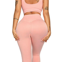 Load image into Gallery viewer, Ribbing Seamless Yoga Sets Fitness Sports Set Tank Crop Top Pants