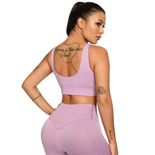 Load image into Gallery viewer, Ribbing Seamless Yoga Sets Fitness Sports Set Tank Crop Top Pants