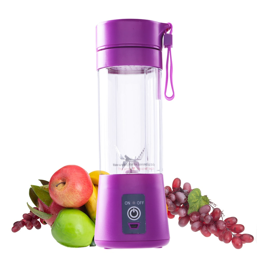 Giugt Portable Electric Juicer Cup, USB Rechargeable Personal Blender Used  at Home and Outdoor, 400ml with 6 Blades for Smoothies and Shakes