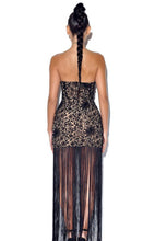 Load image into Gallery viewer, Becoming Black Lace Long Fringed Strapless Dress
