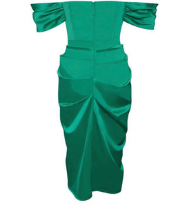 Draya Green Off Shoulder Corset Dress