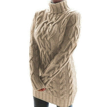 Load image into Gallery viewer, Turtleneck Oversized Long Sleeve Knit Sweater Dress
