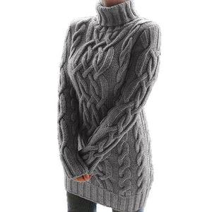 Turtleneck Oversized Long Sleeve Knit Sweater Dress
