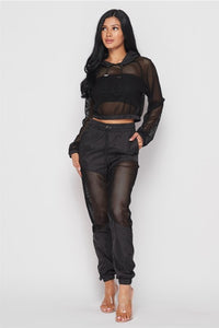 Yours Truly Fishnet Jogger Pants Set