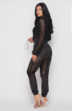Load image into Gallery viewer, Yours Truly Fishnet Jogger Pants Set
