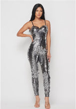 Load image into Gallery viewer, Brittany Solid Sequin Skinny Leg Jumpsuit
