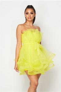 Yellow Yassie Party Favor Tulle Mesh Dress