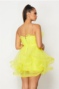 Yellow Yassie Party Favor Tulle Mesh Dress
