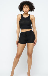 SALLY SOLID CROP TOP AND MATCHING SHORT SETS
