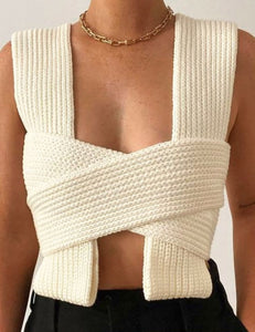 Sleeveless Knitted Crop Sexy Sweater