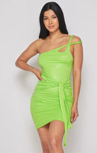Load image into Gallery viewer, Spill the Deets One Shoulder Tie Dress
