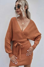 Load image into Gallery viewer, Nene Neckline Tying Waist Sweater Dress
