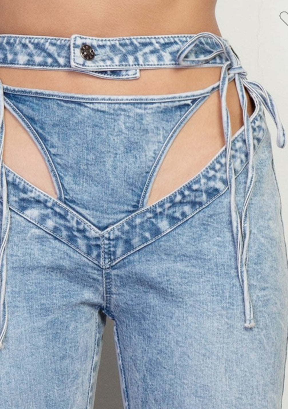 Cut Out Bikini Jean Pants