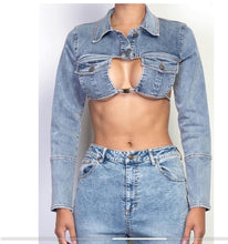 Load image into Gallery viewer, Carlie Cutout Denim Top
