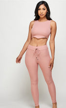 Load image into Gallery viewer, Tootie Two Piece Rib Crop Top &amp; Drawstring Leggings
