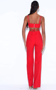 Red Cutout Strappy Jumpsuit
