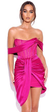 Load image into Gallery viewer, Fuchsia Off Your Shoulder Corset Dress

