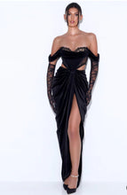 Load image into Gallery viewer, Nia Black Lace Velvet Corset Gown
