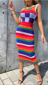 Multi Color Knit Dress Just For You
