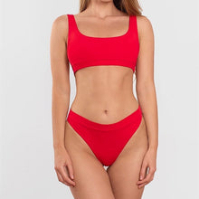 Load image into Gallery viewer, 2022 High Waist Bathing Suits Push Up Sexy Yellow Swimsuit Women Sport Crop Bikini Sets
