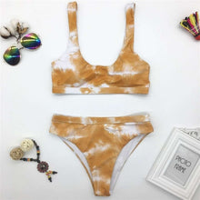 Load image into Gallery viewer, 2022 High Waist Bathing Suits Push Up Sexy Yellow Swimsuit Women Sport Crop Bikini Sets
