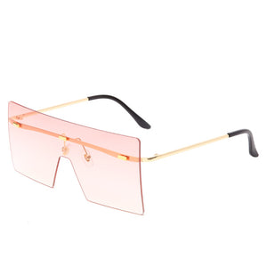 Rimless Oversized Sunglasses Women Vintage Square Flat Top Sun